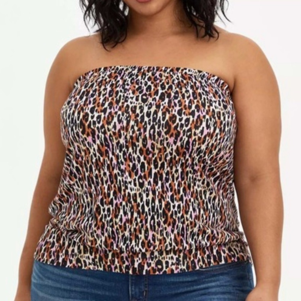 Torrid Multicolor Leopard Print Strapless Top